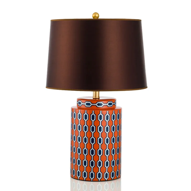 Teal Table Lamp With Gold Trim