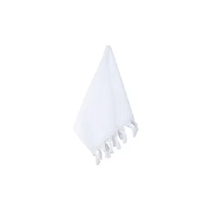 Textured Tassel Face Washer - White