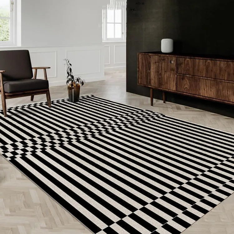 The Belfort | Large Black And White Striped Modern Minimalist Rugs