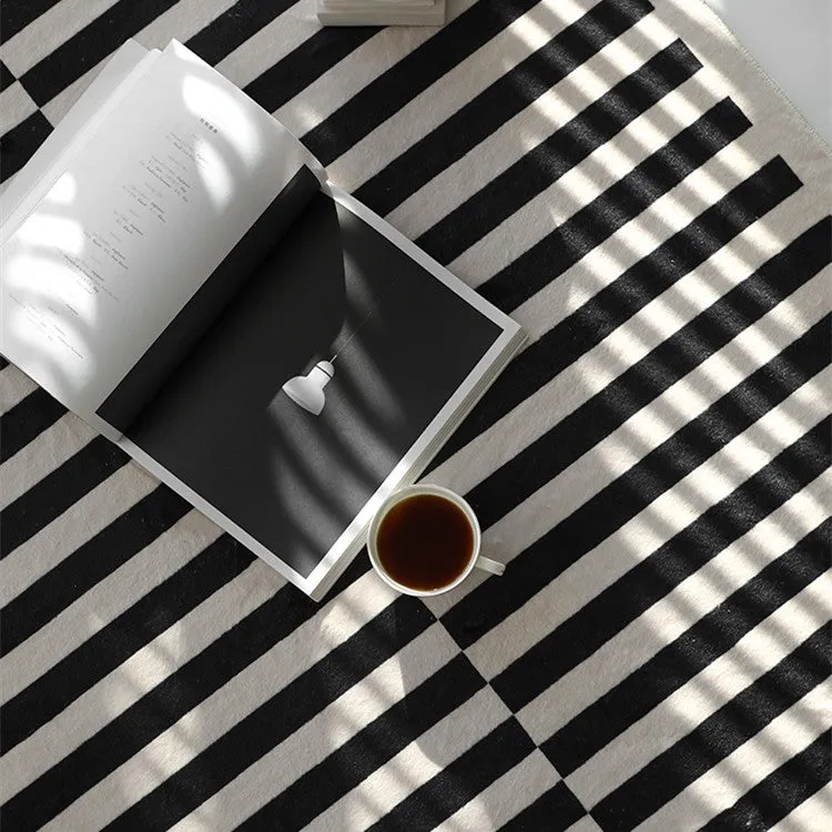 The Belfort | Large Black And White Striped Modern Minimalist Rugs