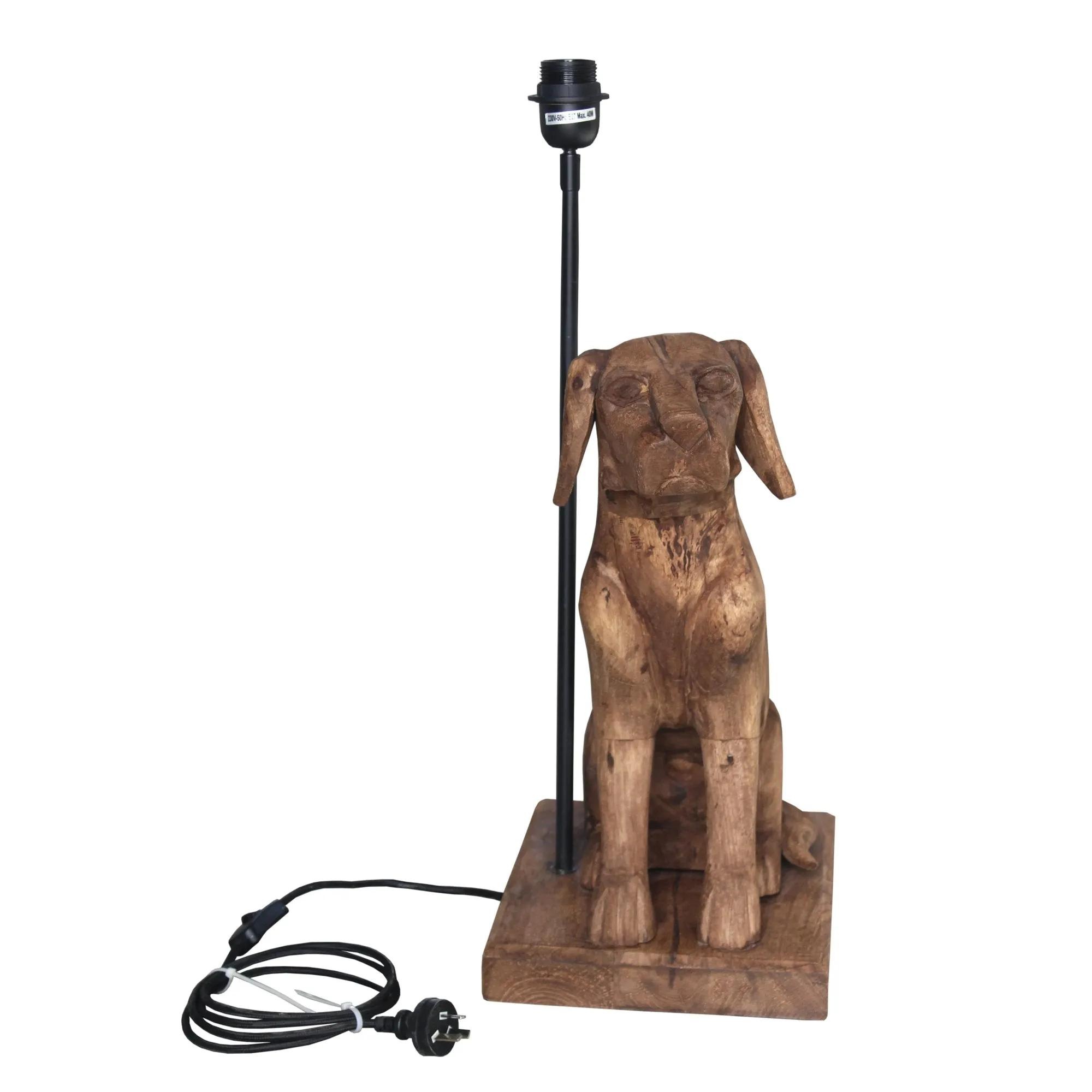 Thelma - Dark Natural - Large Wooden Dog Table Lamp