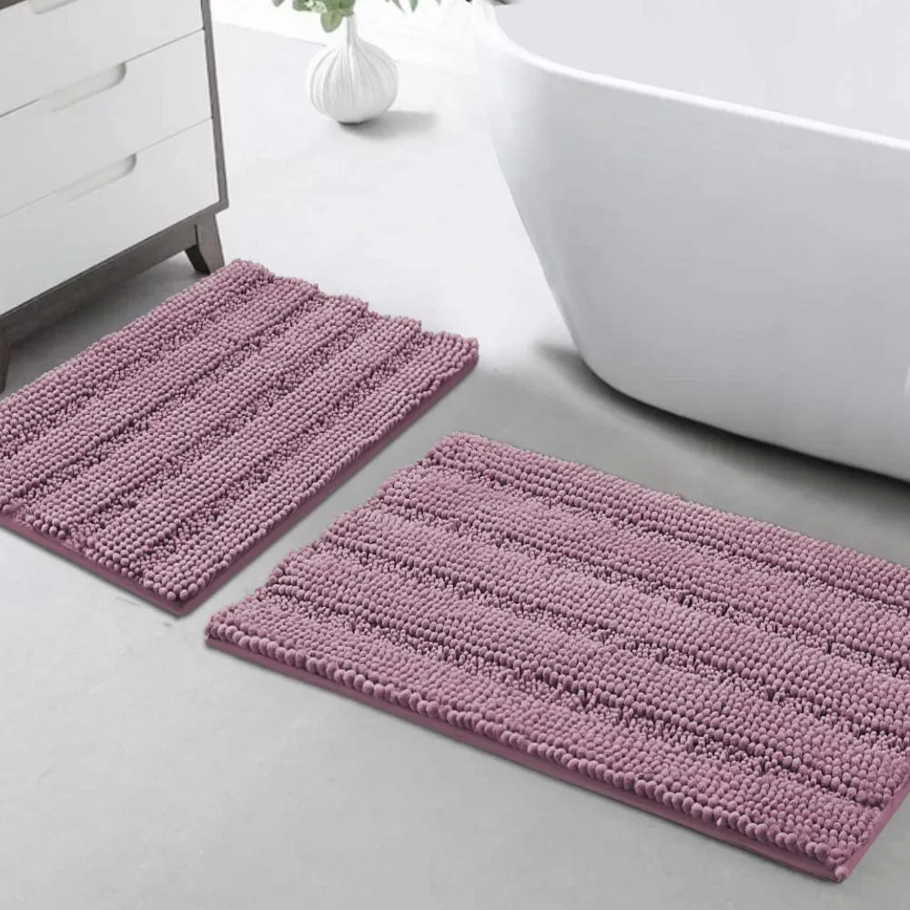 Turquoize Non Slip Shaggy Bathroom Rugs Black Bath Rugs for Bathroom Chenille Bath Rugs for Bathroom Sets 2 Piece Bath Mat Set Super Absorbent Shower Rug for Tub Mats