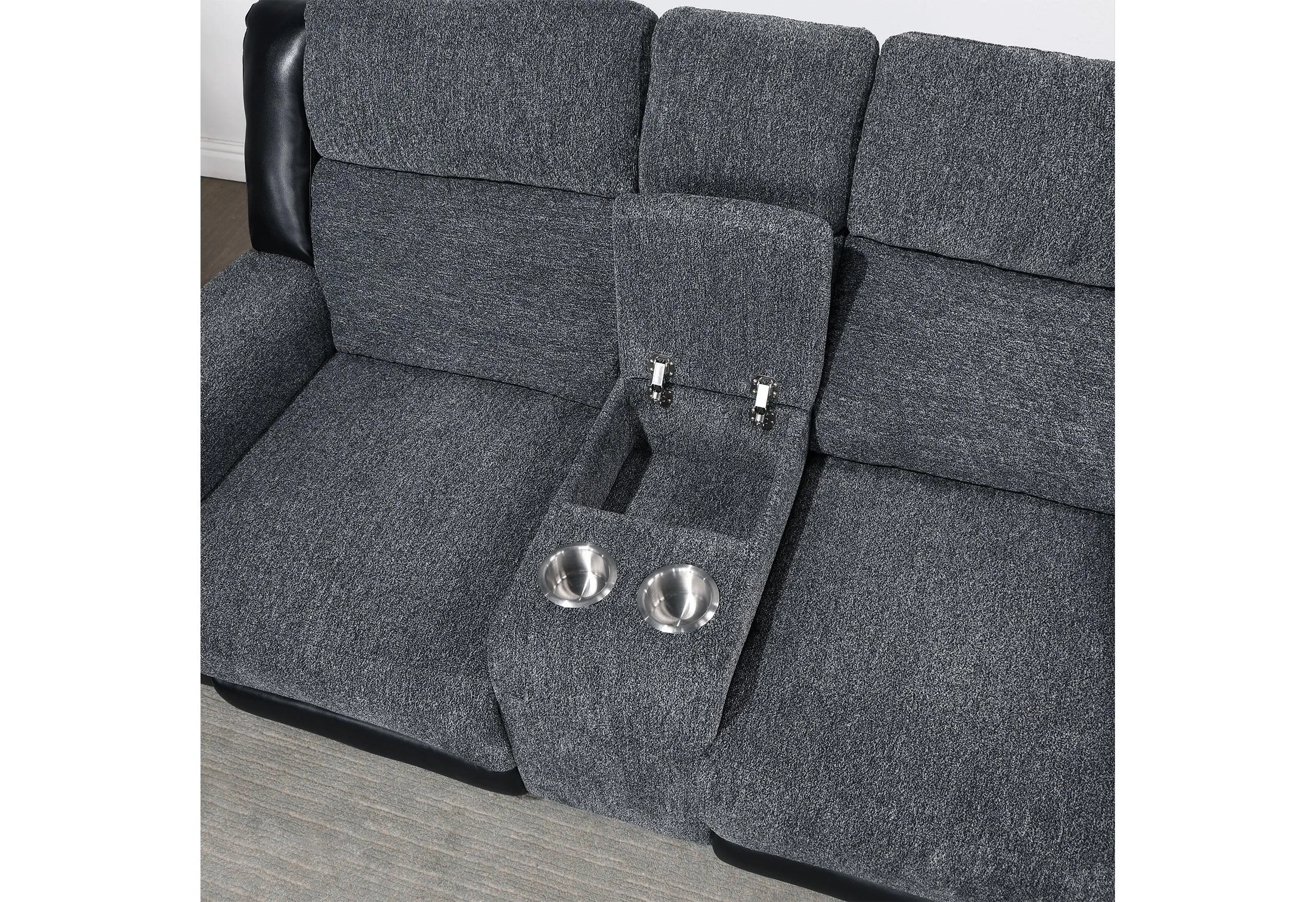 U5914 GREY/BLACK CONSOLE RECLINING LOVESEAT