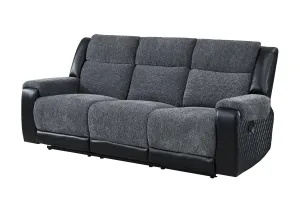 U5914 GREY/BLACK RECLINING SOFA