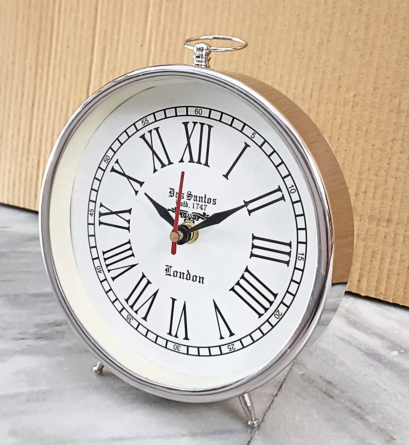 Unique Nautical Handmade Table Top Clock Desk Clock Nautical Stayle Roman Number Beautiful Table Clock| Hanging Table Clock| Home & Office Bed Room Studio Decoration | 6 inch White | No TIK TIK