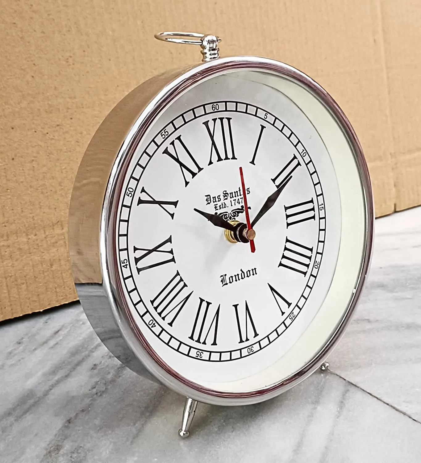 Unique Nautical Handmade Table Top Clock Desk Clock Nautical Stayle Roman Number Beautiful Table Clock| Hanging Table Clock| Home & Office Bed Room Studio Decoration | 6 inch White | No TIK TIK