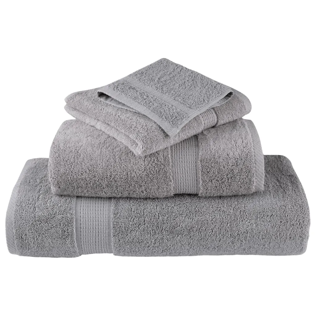 vidaXL 6 Piece Premium Towel Set SOLUND Grey 600 gsm - Ultra Soft, Absorbent & Durable