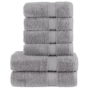 vidaXL 6 Piece Premium Towel Set SOLUND Grey 600 gsm - Ultra Soft, Absorbent & Durable