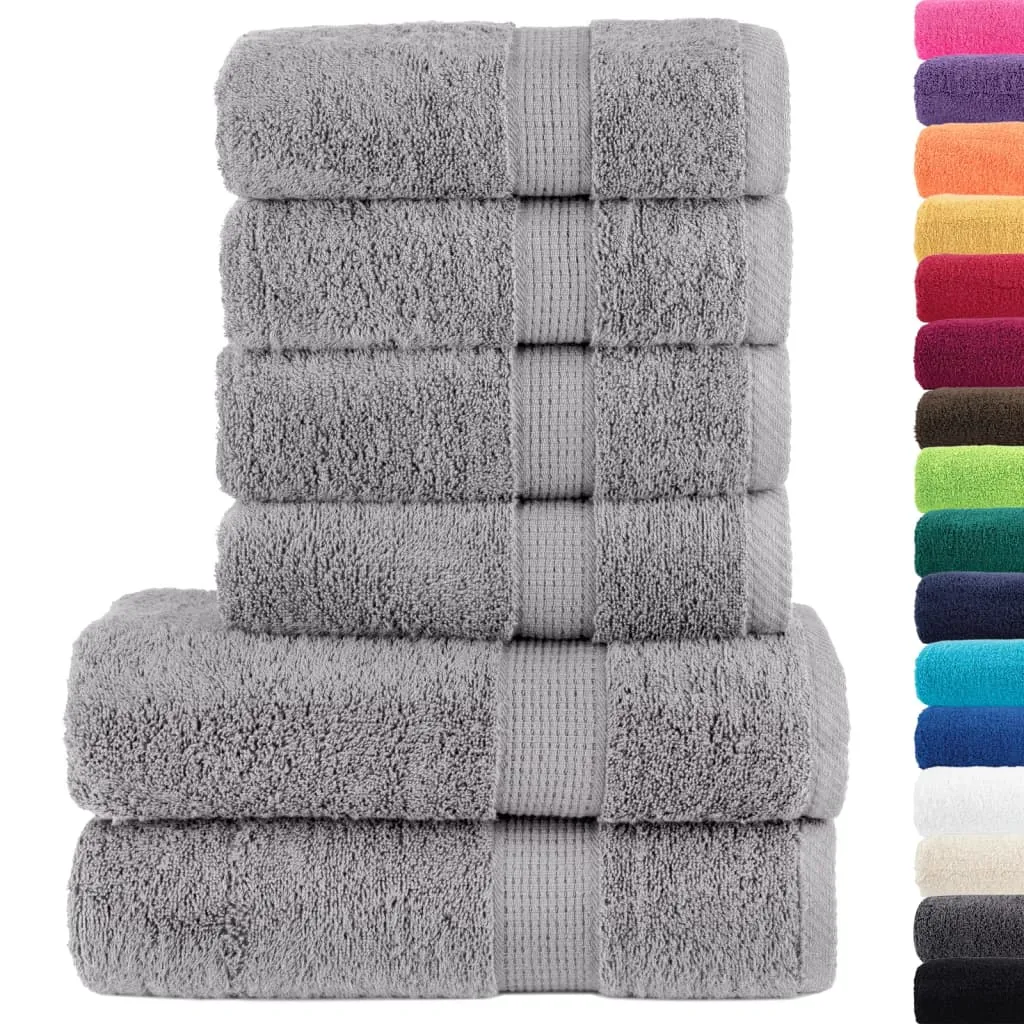 vidaXL 6 Piece Premium Towel Set SOLUND Grey 600 gsm - Ultra Soft, Absorbent & Durable