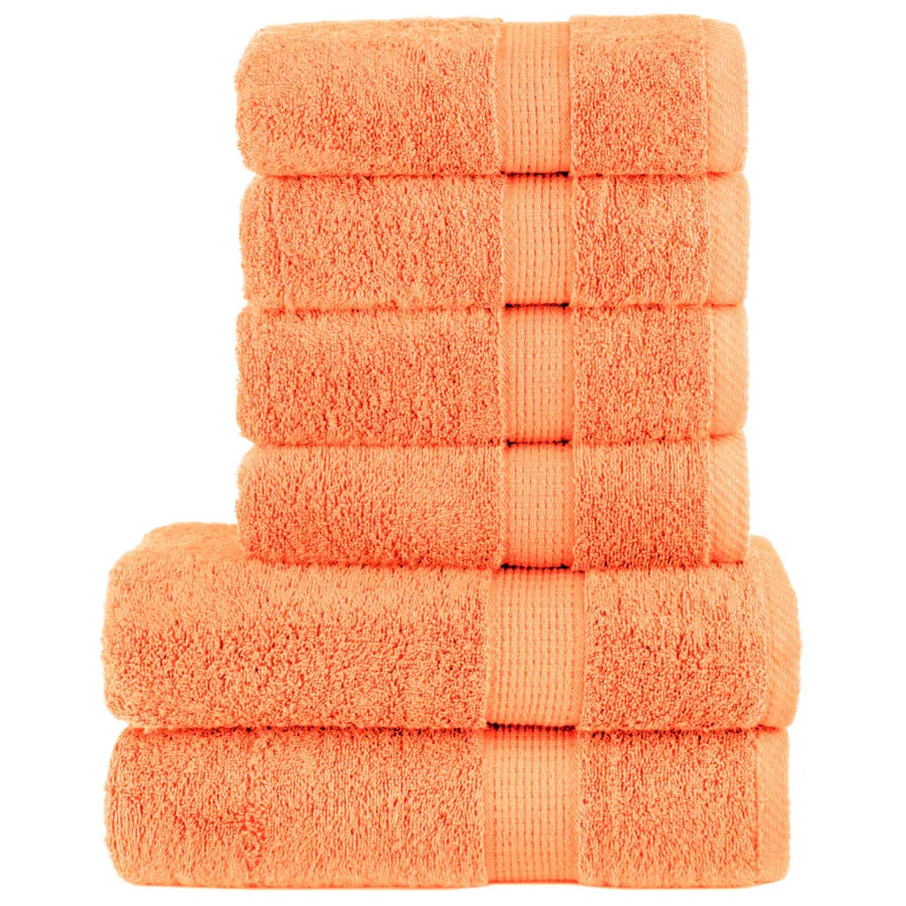 vidaXL 6 Piece Premium Towel Set SOLUND Orange - 100% Cotton, 600 GSM, Super Soft & Absorbent