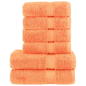 vidaXL 6 Piece Premium Towel Set SOLUND Orange - 100% Cotton, 600 GSM, Super Soft & Absorbent