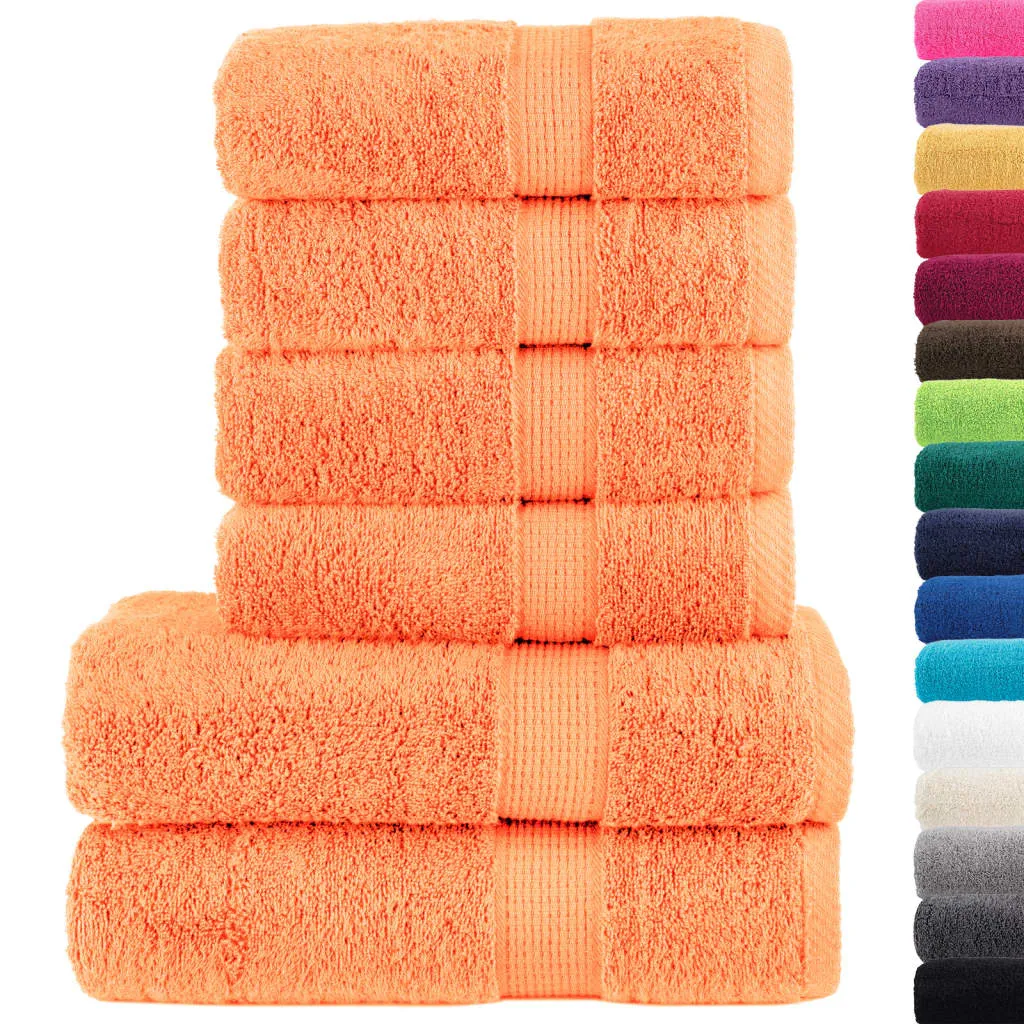 vidaXL 6 Piece Premium Towel Set SOLUND Orange - 100% Cotton, 600 GSM, Super Soft & Absorbent