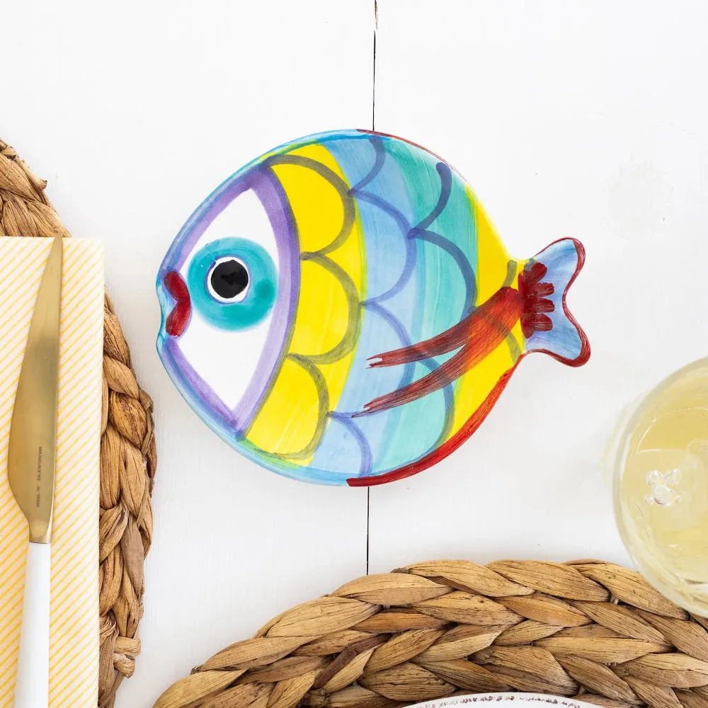 Vietri Pesci Colorati Figural Fish Canape Plate