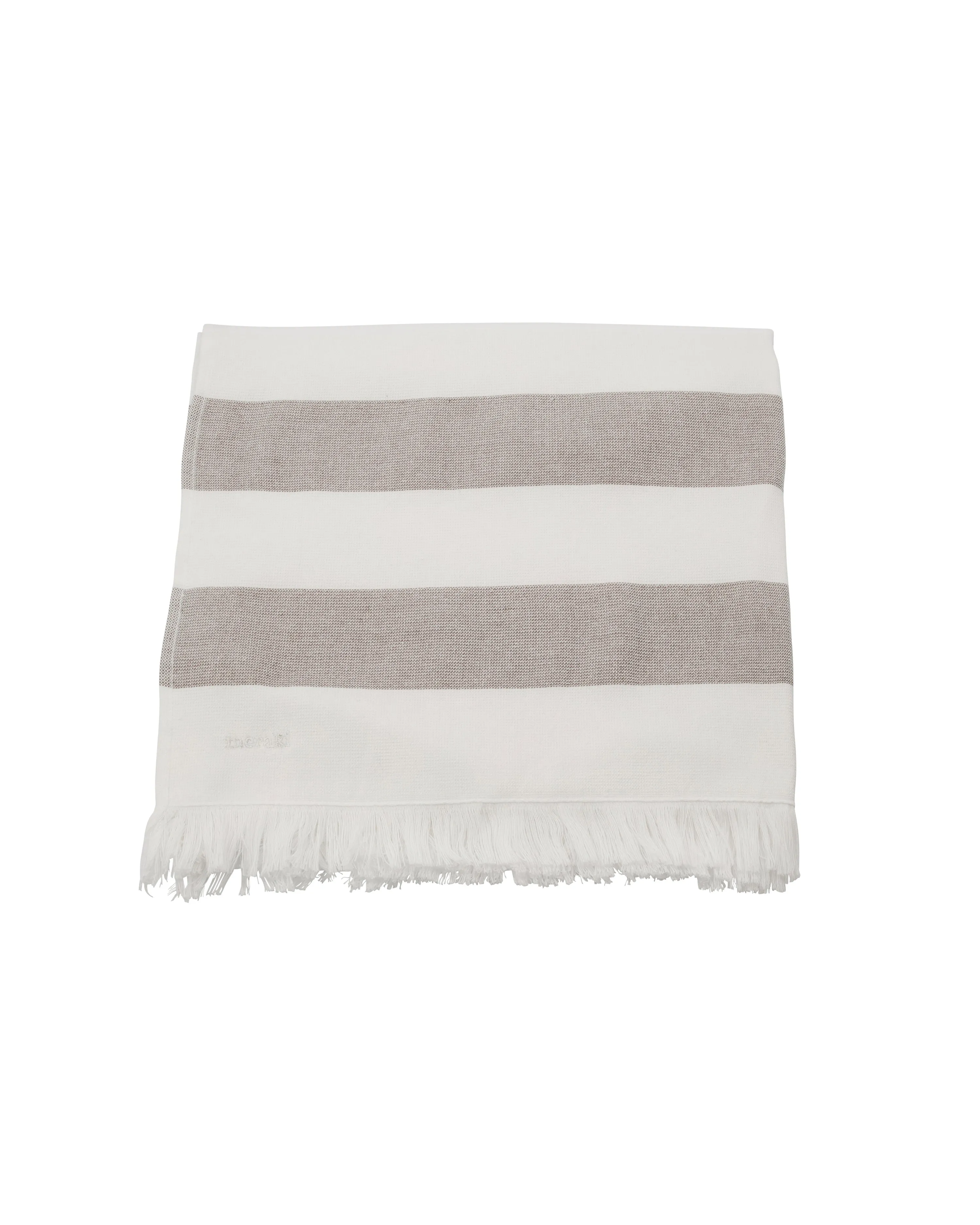 White and Brown Stripes Bath Towel