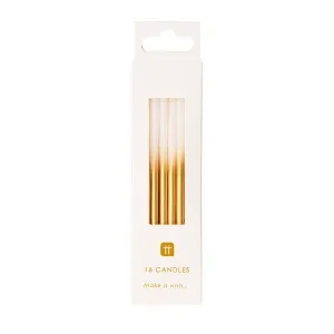 White and Gold Birthday Candles - 16 Pack