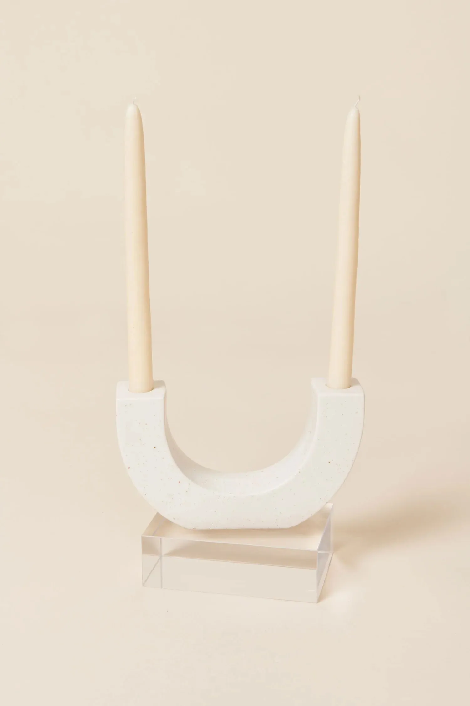 White U Shape Ceramic Candle Holder